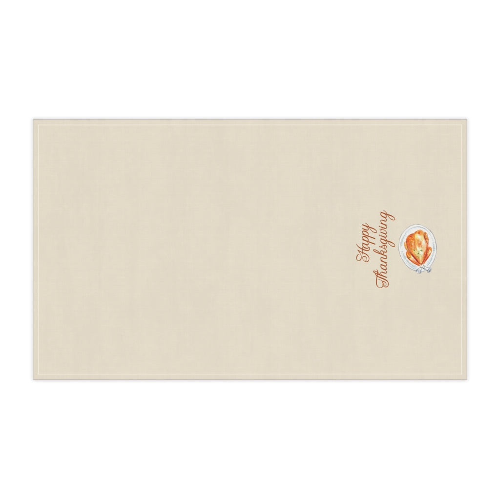 Lifestyle Details - Ecru Kitchen Towel - Watercolor Turkey - Happy Thanksgiving - Horizontal