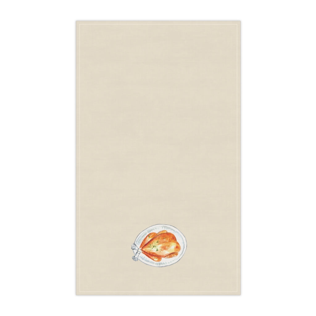 Lifestyle Details - Ecru Kitchen Towel - Watercolor Turkey - Vertical