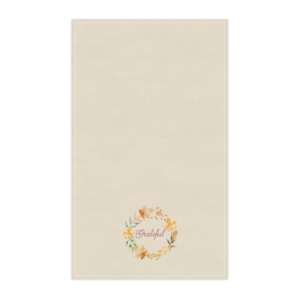 Lifestyle Details - Ecru Kitchen Towel - Watercolor Wreath - Grateful - Vertical