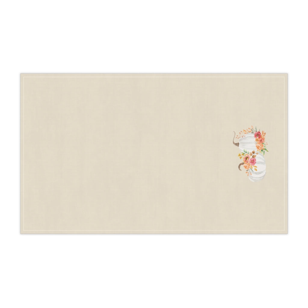 Lifestyle Details - Ecru Kitchen Towel - White Pumpkins Watercolor Arrangement - Horizontal