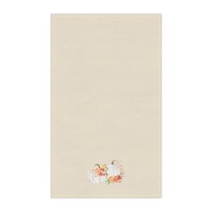 Lifestyle Details - Ecru Kitchen Towel - White Pumpkins Watercolor Arrangement - Vertical
