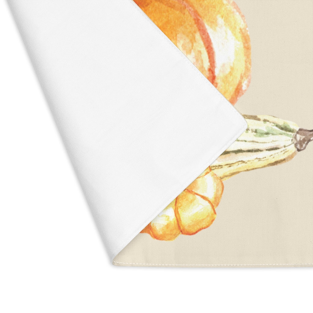 Lifestyle Details - Ecru Placemat - Watercolor Autumn Squash Arrangement - Front View