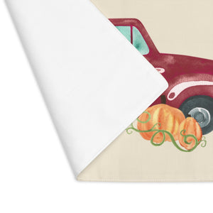 Lifestyle Details - Ecru Table Placemat - Burgundy Rustic Autumn Truck - Flipped