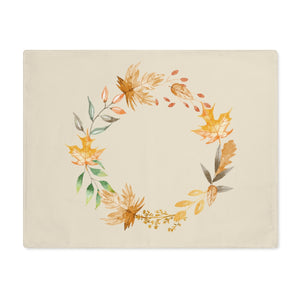 Lifestyle Details - Ecru Table Placemat - Watercolor Wreath - Front View