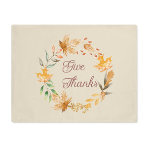 Lifestyle Details - Ecru Table Placemat - Watercolor Wreath - Give Thanks - Front View