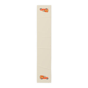 Lifestyle Details - Ecru Table Runner - Bright Orange Rustic Truck with Sunflowers - Large - Front View