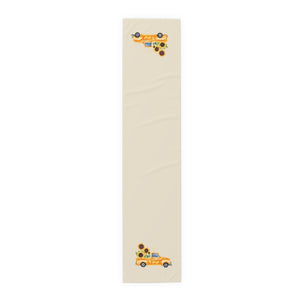 Lifestyle Details - Ecru Table Runner - Bright Yellow Rustic Truck with Sunflowers - Small - Front View