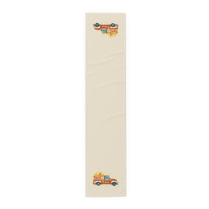 Lifestyle Details - Ecru Table Runner - Brown Rustic Truck with Leaves - Small - Front View