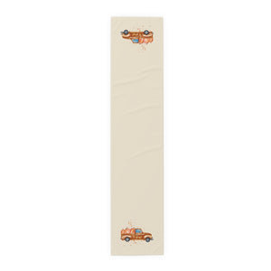 Lifestyle Details - Ecru Table Runner - Brown Rustic Truck with Pumpkins - Small - Front View