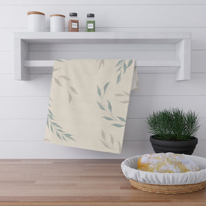 Lifestyle Details - Ecru Windy Leaves Kitchen Towel - In use