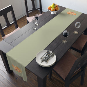 Lifestyle Details - Eucalyptus Table Runner - Orange Pumpkins Watercolor Arrangement - In Use