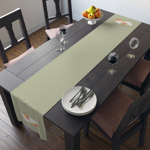 Lifestyle Details - Eucalyptus Table Runner - White Pumpkins Watercolor Arrangement - In Use