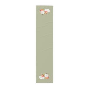 Lifestyle Details - Eucalyptus Table Runner - White Pumpkins Watercolor Arrangement - Small - Front View