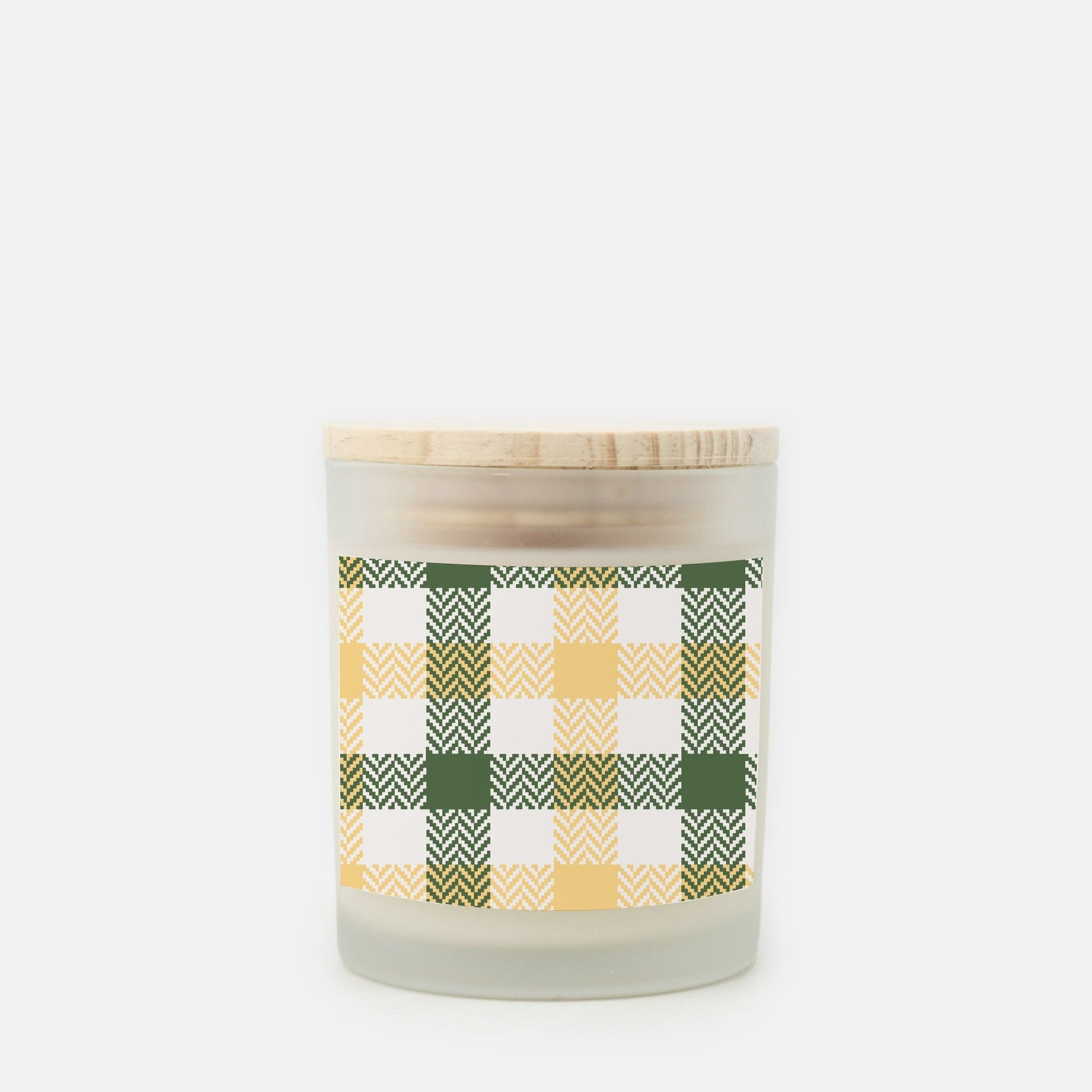 Lifestyle Details - Green & Yellow Plaid Frosted Glass Candle - Cashmere Vanilla