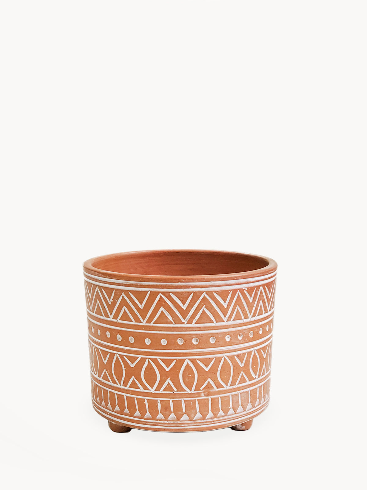 Lifestyle Details - Hand-Etched Small Terracotta Pot - Empty