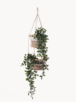 Lifestyle Details - Jhuri Double Hanging Planter Basket with Plant