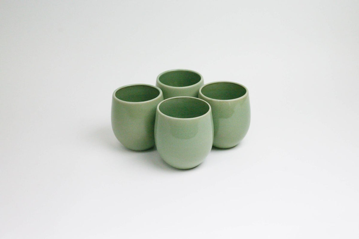 Lifestyle Details - Large Goblet Stemless Wine Glasses in Sage - Set of 4