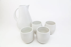 Lifestyle Details - Large Pitcher & Stoneware Cups Set in Chalk