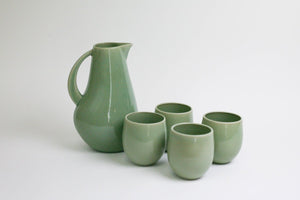 Lifestyle Details - Large Pitcher & Stoneware Cups Set in Sage