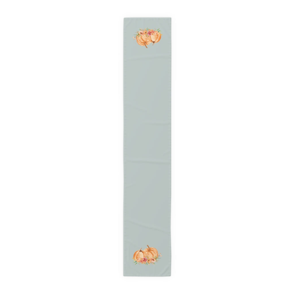 Lifestyle Details - Ocean Table Runner - Orange Pumpkins Watercolor Arrangement - Large - Front View