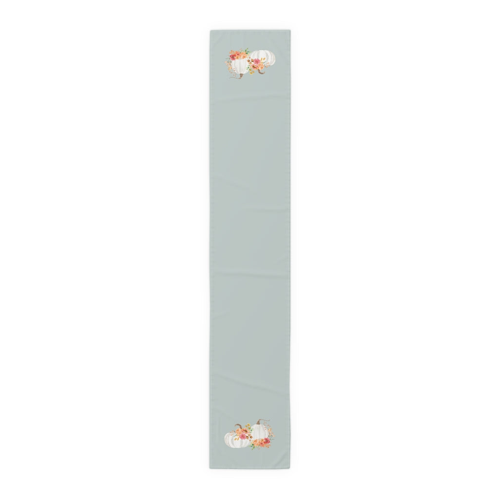 Lifestyle Details - Ocean Table Runner - White Pumpkins Watercolor Arrangement - Large - Front View