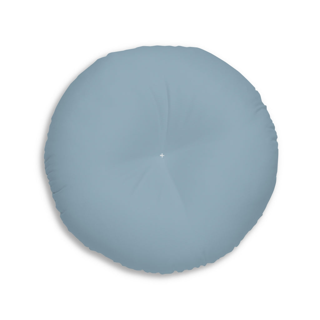 Lifestyle Details - Round Tufted Floor Pillow - Blue Grey - Large - Back View