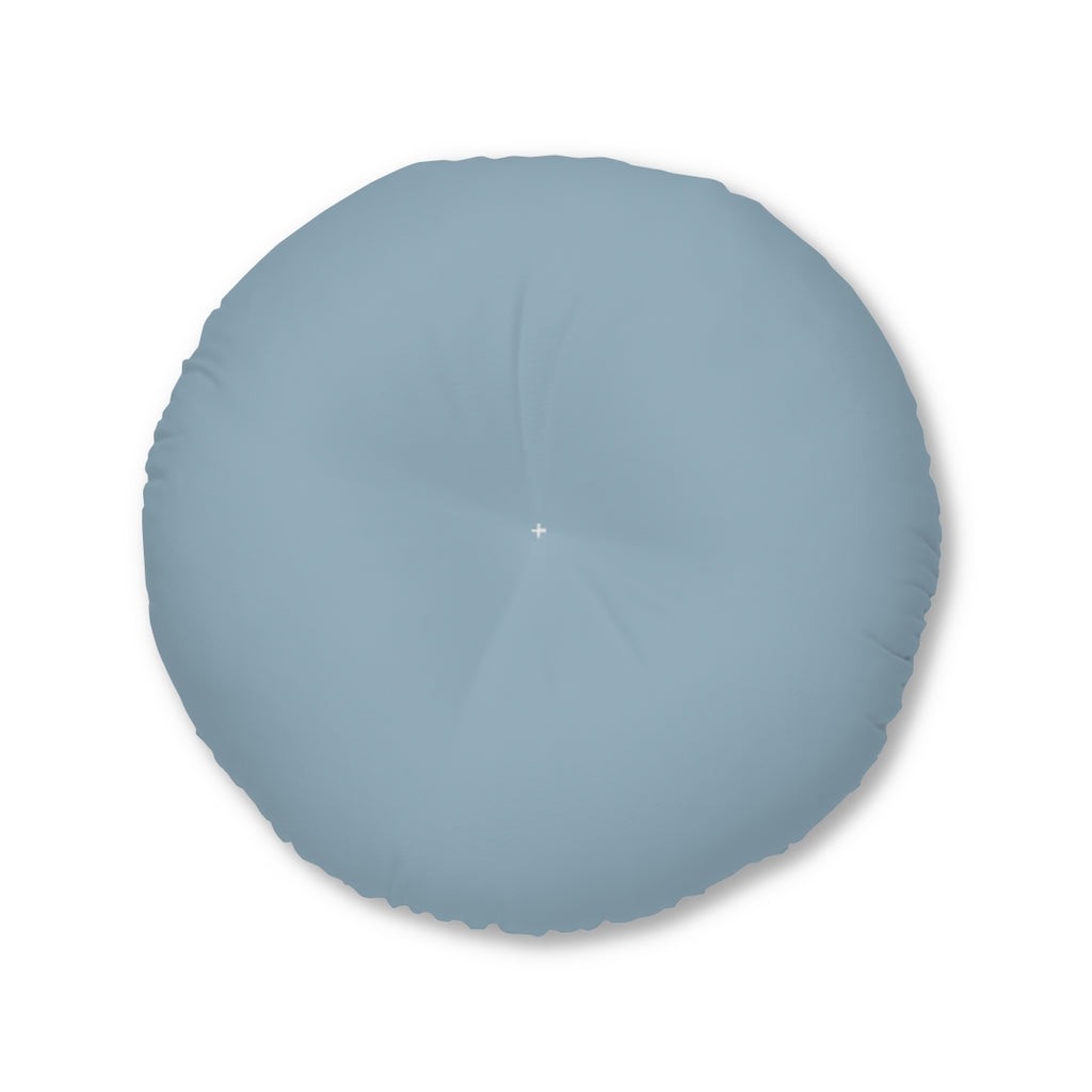 Lifestyle Details - Round Tufted Floor Pillow - Blue Grey - Large - Front View