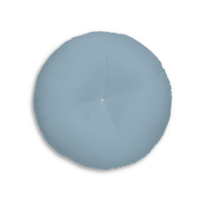 Lifestyle Details - Round Tufted Floor Pillow - Blue Grey - Small - Back View