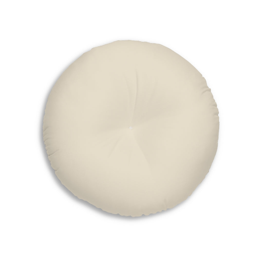 Lifestyle Details - Round Tufted Floor Pillow - Ecru - Small - Front View