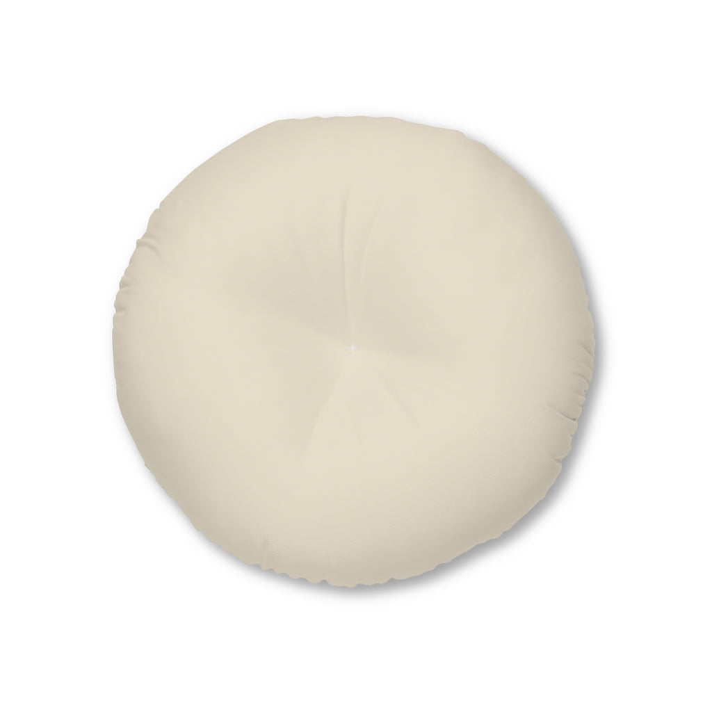 Lifestyle Details - Round Tufted Floor Pillow - Ecru - Small - Front View