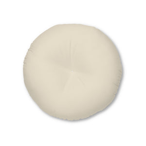 Lifestyle Details - Round Tufted Floor Pillow - Ecru - Small - Front View