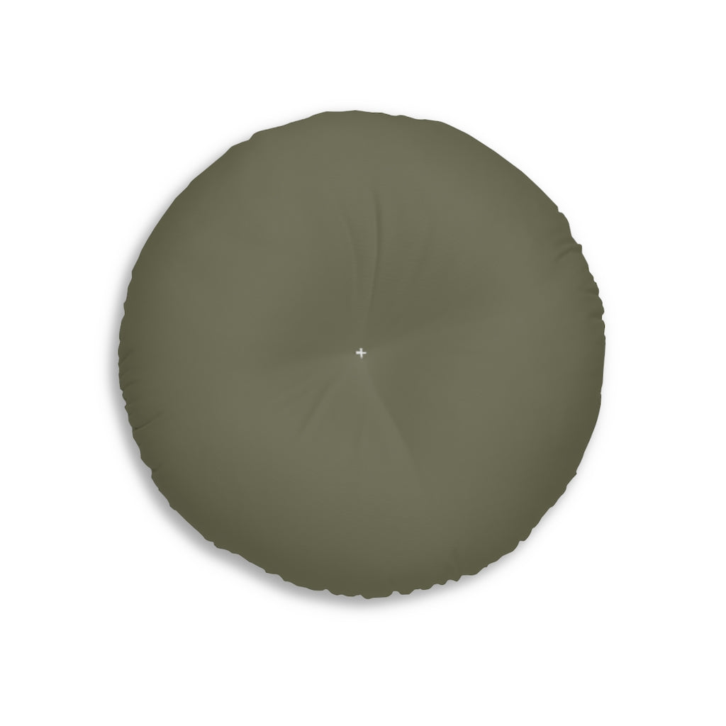 Lifestyle Details - Round Tufted Floor Pillow - Hunter - Small - Front View