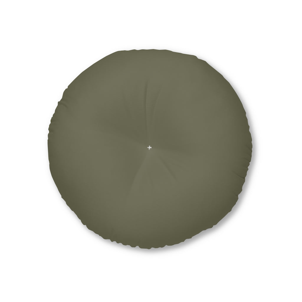 Lifestyle Details - Round Tufted Floor Pillow - Hunter - Small - Front View