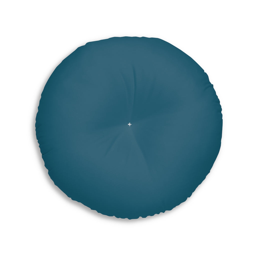 Lifestyle Details - Round Tufted Floor Pillow - Peacock - Large - Back View