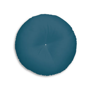 Lifestyle Details - Round Tufted Floor Pillow - Peacock - Small - Back View