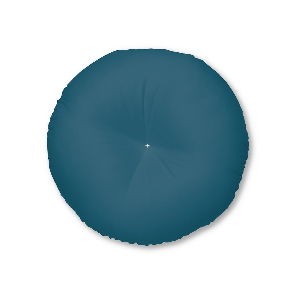 Lifestyle Details - Round Tufted Floor Pillow - Peacock - Small - Front View