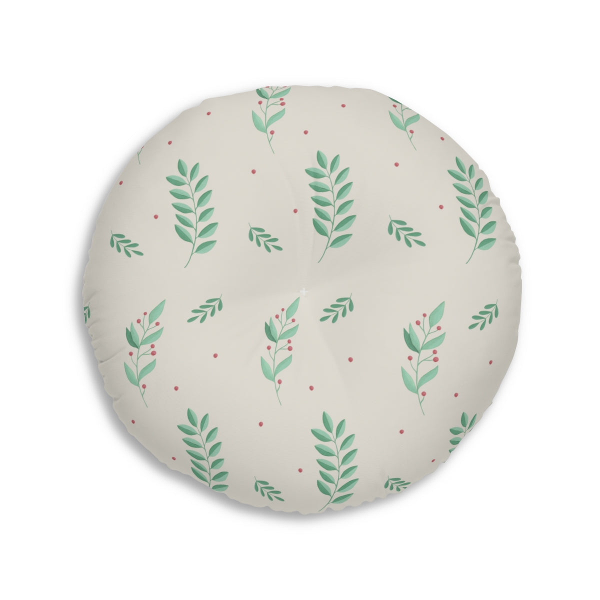 Lifestyle Details - Round Tufted Holiday Floor Pillow - Large Evergreens - 30x30 - Back View