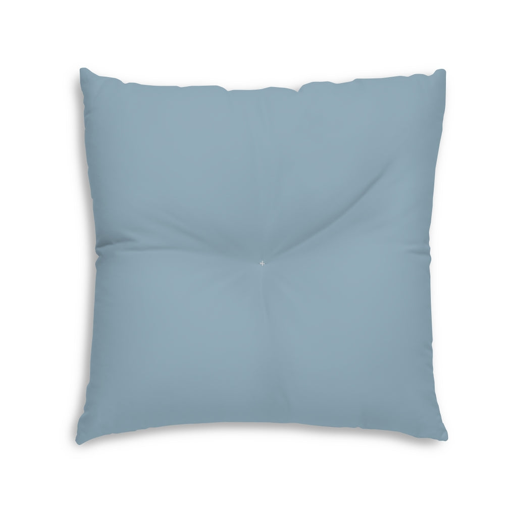 Lifestyle Details - Square Tufted Floor Pillow - Blue Grey - Large - Front View