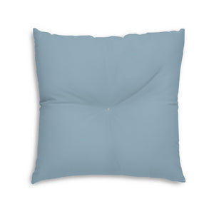 Lifestyle Details - Square Tufted Floor Pillow - Blue Grey - Large - Front View