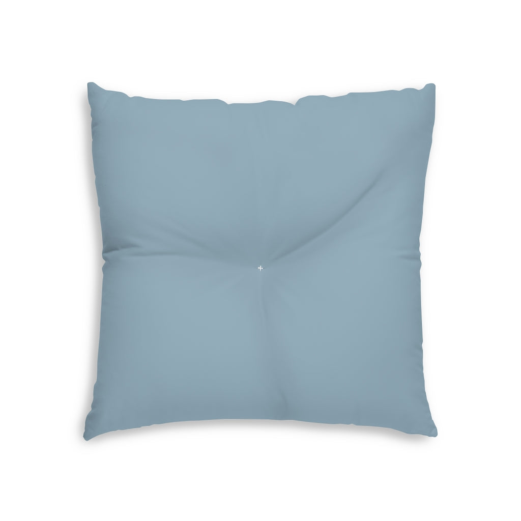 Lifestyle Details - Square Tufted Floor Pillow - Blue Grey - Small - Front View