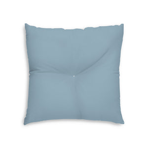 Lifestyle Details - Square Tufted Floor Pillow - Blue Grey - Small - Back View
