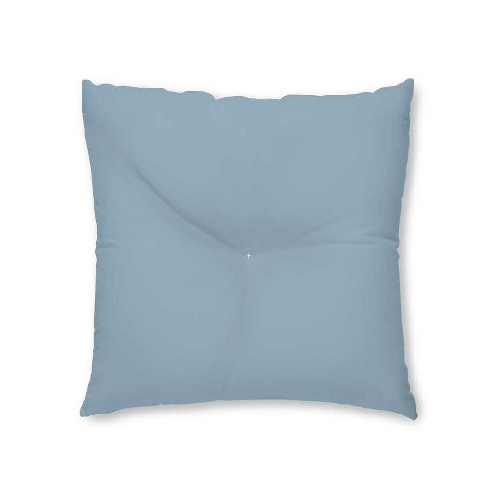 Lifestyle Details - Square Tufted Floor Pillow - Blue Grey - Small - Front View
