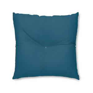 Lifestyle Details - Square Tufted Floor Pillow - Peacock - Large - Front View