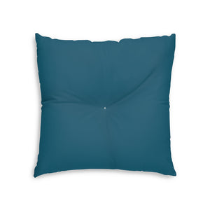 Lifestyle Details - Square Tufted Floor Pillow - Peacock - Small - Back View