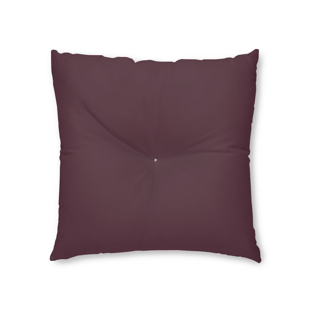 Lifestyle Details - Square Tufted Floor Pillow - Plum - Small - Front View