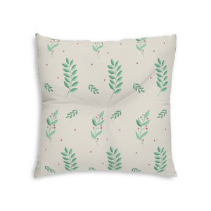 Lifestyle Details - Square Tufted Holiday Floor Pillow - Large Holly - 26x26 - Back View