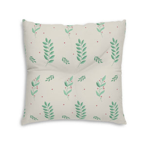 Lifestyle Details - Square Tufted Holiday Floor Pillow - Large Holly - 30x30 - Back View