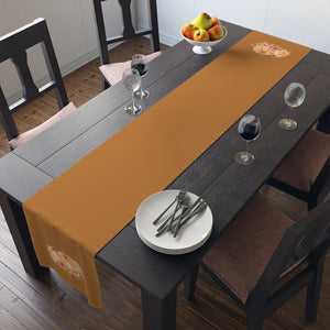 Lifestyle Details - Terracotta Table Runner - Orange Pumpkins Watercolor Arrangement - In Use