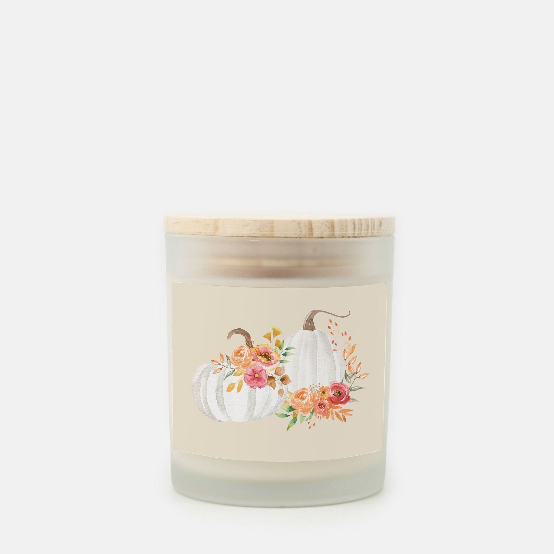 Lifestyle Details - White Pumpkins Frosted Glass Candle  - Cashmere Vanilla