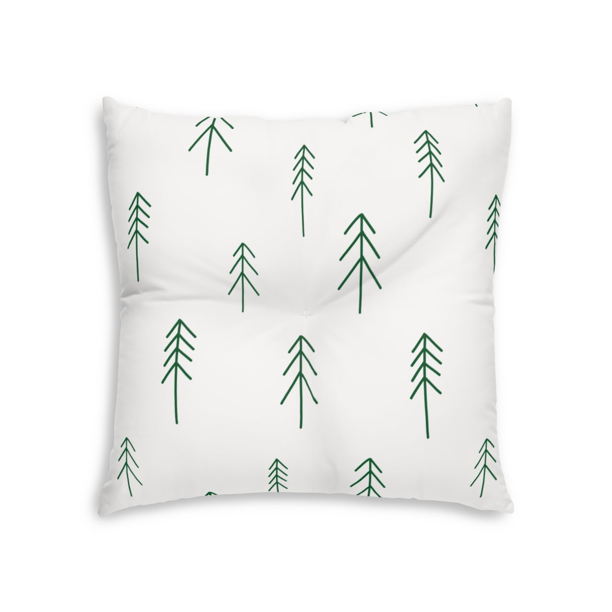Lifestyle Details - White Square Tufted Holiday Floor Pillow - Evergreen - 26x26 - Front View